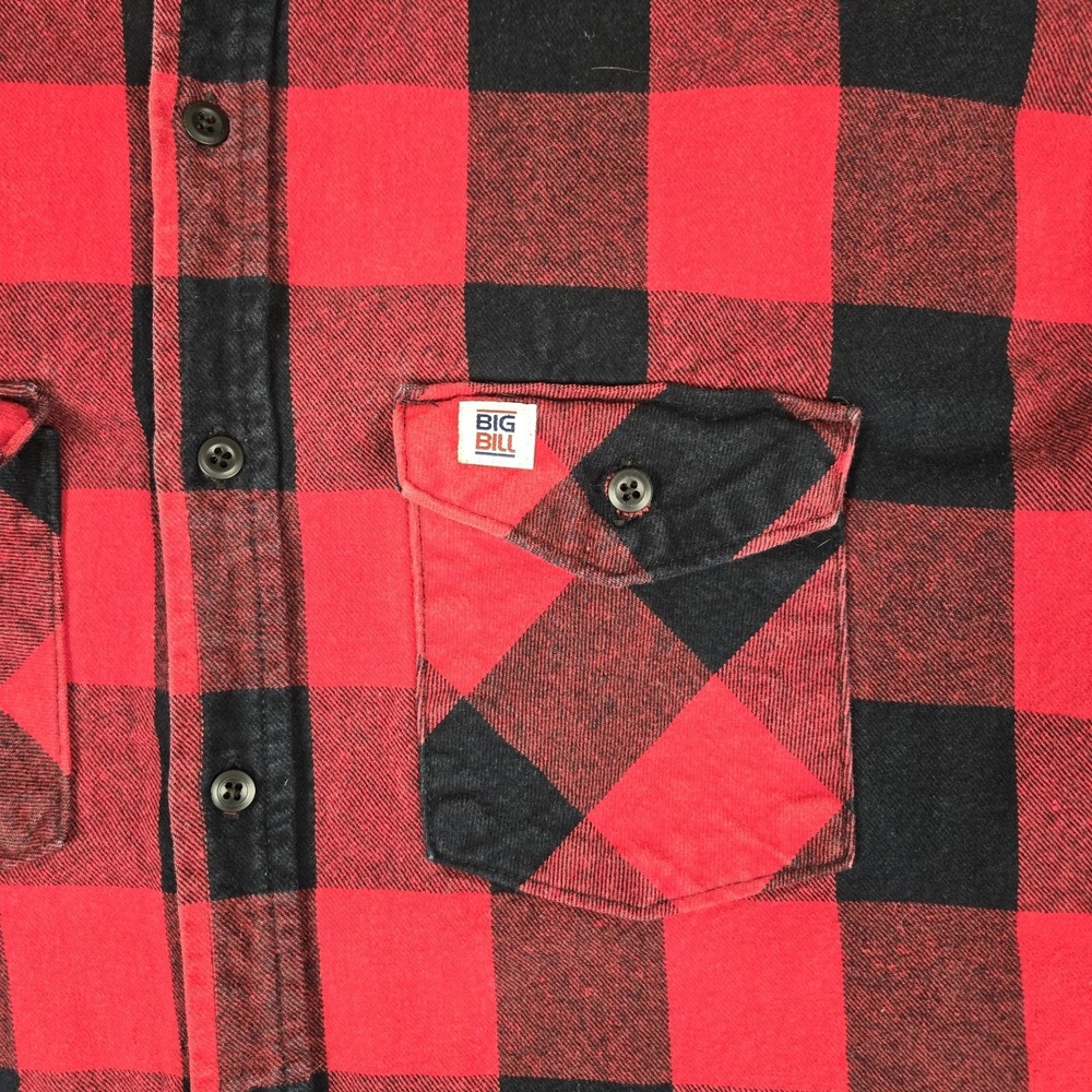Big Bill Flannel Shirt Mens XL Button-Up Red Plaid Heavyweight USA Made *READ - Picture 5 of 8